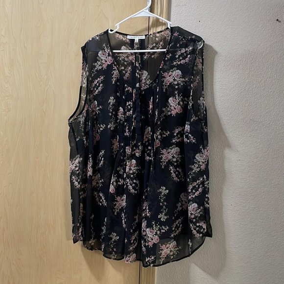 Daniel Rainn Tops Women 3x Floral Sheer Sleeveless Blouse